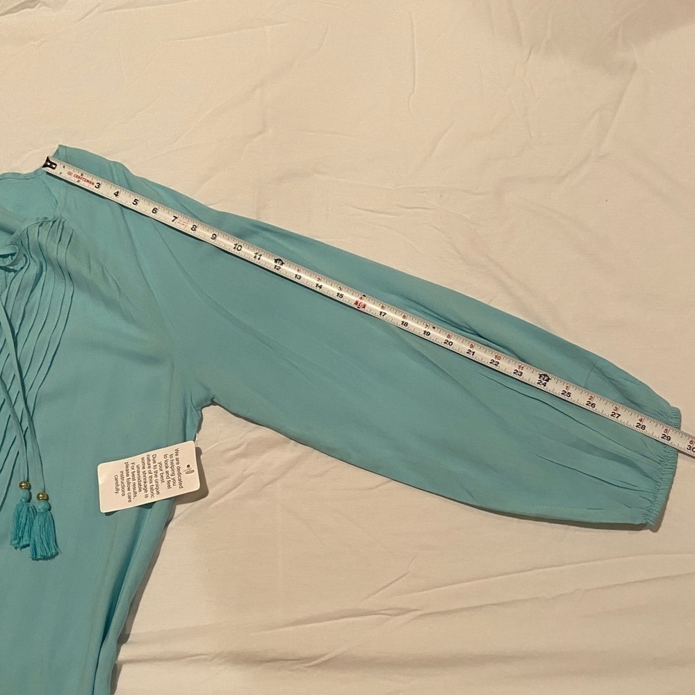 Roaman’s Women’s Summer Cover Up with Pleating in Front & Pretty Tie Tassels - Picture 14 of 14